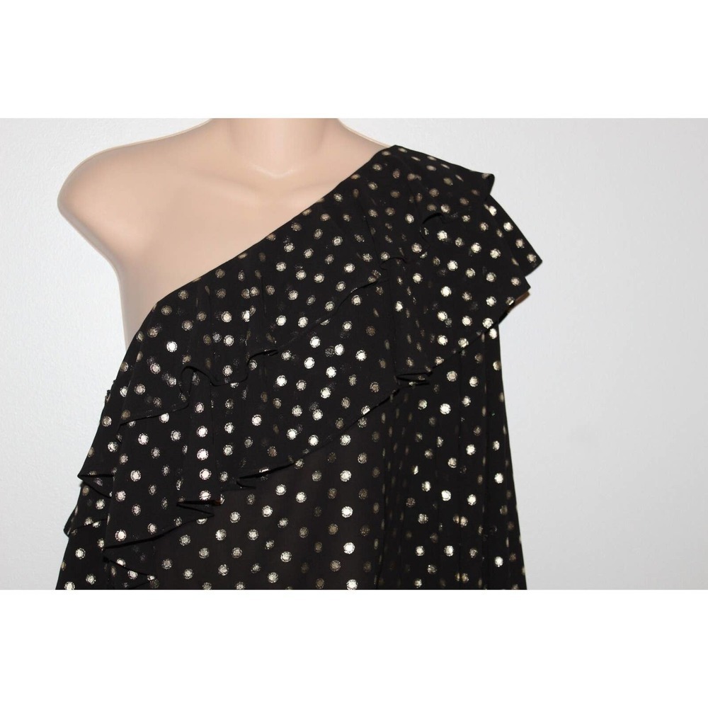 Yumi Kim Sparks Fly One Shoulder Top Hot Spot Gold Polka Dot Size Small H14647 - Picture 3 of 11